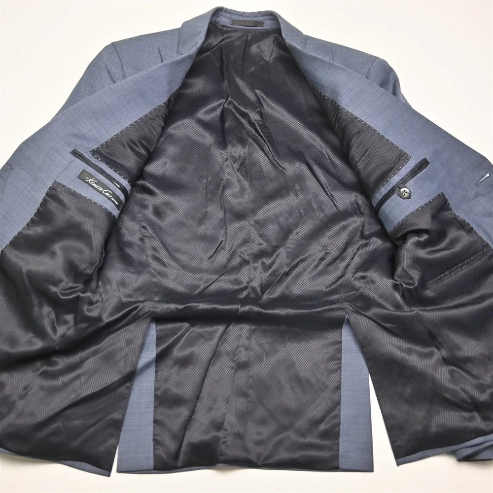 Kenneth Cole 37S 31x30 Blue 100% Wool Mens Jacket Pants Suit‎